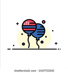 Balloon, Balloons, Fly, American  Business Flat Line Filled Icon Vector Banner Template