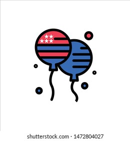Balloon, Balloons, Fly, American  Flat Color Icon. Vector icon banner Template