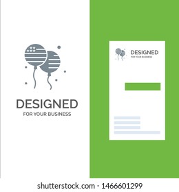 Balloon, Balloons, Fly, American Grey Logo Design and Business Card Template. Vector Icon Template background