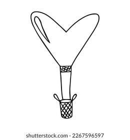 Balloon with basket in the shape of a heart