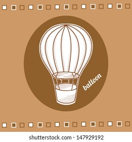 balloon with a basket, vector illustration