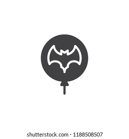 Balloon with bat vector icon. filled flat sign for mobile concept and web design. Happy Halloween simple solid icon. Symbol, logo illustration. Pixel perfect vector graphics