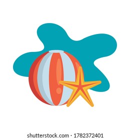 balloon beach sport with starfish vector illustration design