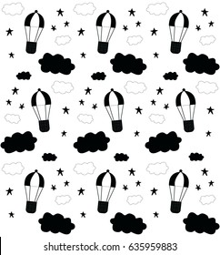 balloon between clouds and stars