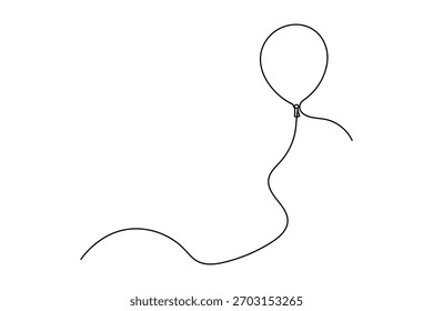 Celebración del cumpleaños del globo Dibujo continuo de una línea de la Ilustración vectorial del contorno