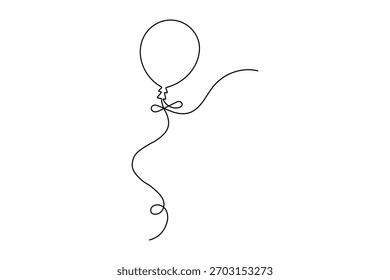 Celebración del cumpleaños del globo Dibujo continuo de una línea de la Ilustración vectorial del contorno