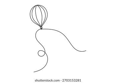 Celebración del cumpleaños del globo Dibujo continuo de una línea de la Ilustración vectorial del contorno