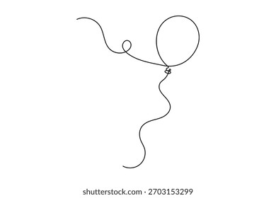 Celebración del cumpleaños del globo Dibujo continuo de una línea de la Ilustración vectorial del contorno