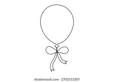 Celebración del cumpleaños del globo Dibujo continuo de una línea de la Ilustración vectorial del contorno