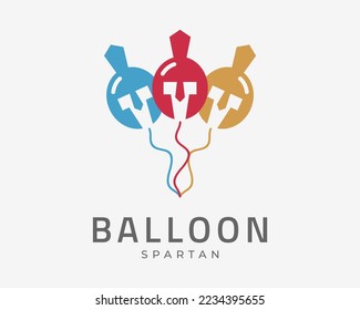 Balloon Birthday Celebration Party Surprise Spartan Helmet Warrior Gladiator Vector Logo Design