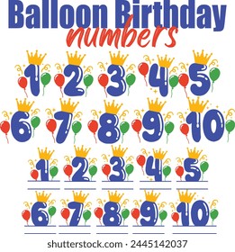 Balloon Birthday Numbers Vector Designs Bundle