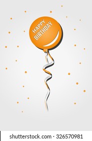 balloon with birthday wish and confetti on gray gradient background