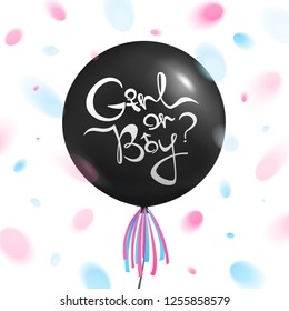 Balloon black color with gender female and male symbols. Decoration from gender revial party. Baby shower vector illustartion