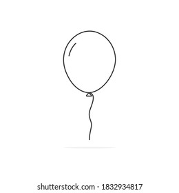 Icono de línea negra de globo. Ilustración lineal en globo festivo aislada en fondo blanco