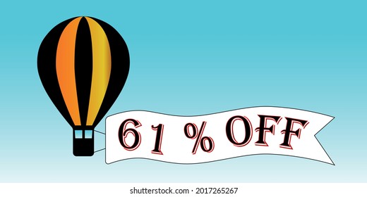 Ballon schwarz und orange 61% Rabatt. Blauer Himmelshintergrund, Förderung.