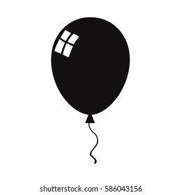 Balloon Black Silhouette Icon. Vector Illustration Isolated On White Background