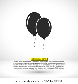Balloon black silhouette vector icon.