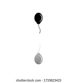 Balloon. Black symbol on white background. Simple illustration. Flat Vector Icon. Mirror Reflection Shadow. Can be used in logo, web, mobile and UI UX project