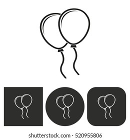 Balloon - black and white icons. Vector illustration.