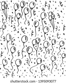 Balloon black and white vector illustration