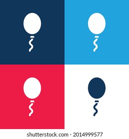 Juego de iconos mínimo de cuatro colores azul y rojo globo