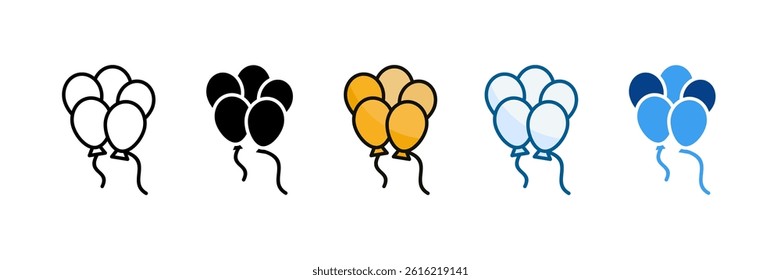 Balloon Bouquet Icon Set Multiple Style Collection