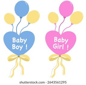 Balloon Bouquet with Ribbons for Baby Welcome or Gender Reveal