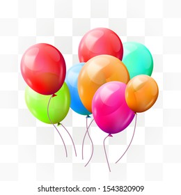 Balloon brunch on transparent background. Greeting, happy birthday concept. Vector illustration