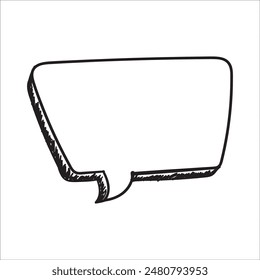 Balloon bubble speech hand drawn doodle isolated on white, vector. 