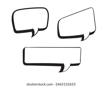 Balloon bubble speech set hand drawn doodle isolated on white, vector. 