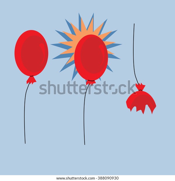Balloon Balloon Bursting Remnants Burst Balloon Stock Vector (Royalty