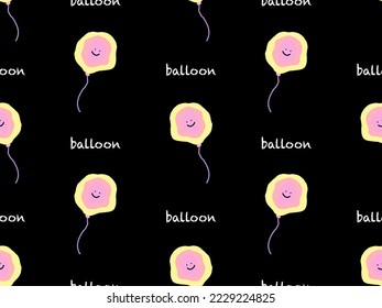 Balloon cartoon character seamless pattern on black background
