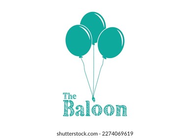Balloon in cartoon style. Bunch of balloons for birthday and party. Flying balloon with rope. Green ball isolated on white background. Flat icon for celebrate and carnival. Vector