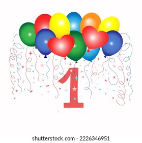 Balloon in cartoon style. Bundle of balloons for birthday, wedding, Valentine's Day and party. Flying balloon with a rope. Fgure,  balloon isolated on white background. Holiday . Graphic vector.
