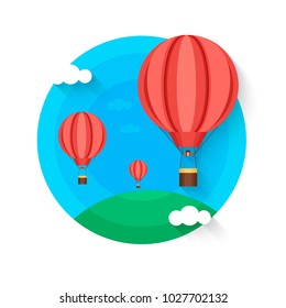 Balloon cartoon style, front  view. Flat design. Vector illustration