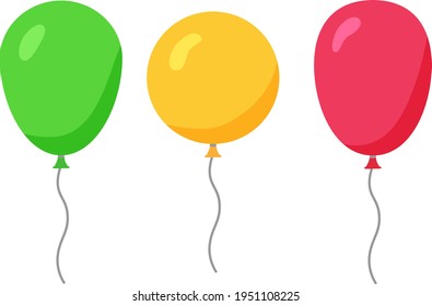 Balloon cartoon vector set, flat simple illustration