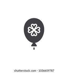 Balloon with clover, shamrock vector icon. filled flat sign for mobile concept and web design. St. Patrick's Day balloon simple solid icon. Symbol, logo illustration. Pixel perfect vector graphics