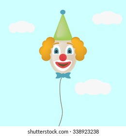 The balloon clown flying in the sky. Vector illustration.