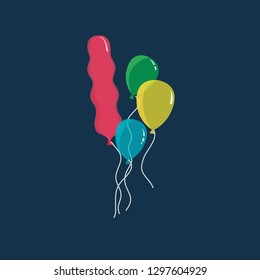 balloon cluster icon, balloon cluster symbol. Flat vector sign isolated on blue background. Simple vector illustration for graphic and web design.