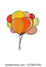 Balloon Cluster Orange Vector Art