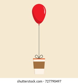 Balloon and coffee cup vector. free space for text.