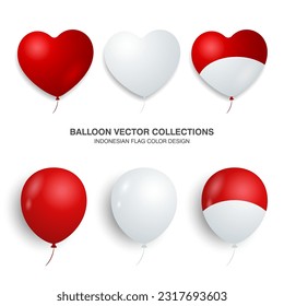 Balloon Collections with indonesia flag color design, suitable for Indonesia independence day element