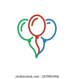 Balloon color icon vector. Line ballon decoration symbol. Trendy flat outline ui sign design. Thin linear baloon graphic pictogram for web site, mobile application. Logo illustration. Eps10.