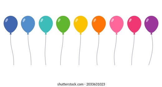 Balloon balloon colorful cute vector icon illustration material set