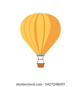 Balloon of colorful set. This artwork combines vivid yellow color and playful design to depict an air balloon in a delightful cartoon style against a clean white backdrop. Vector illustration.