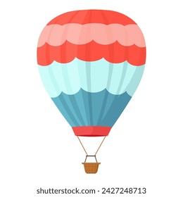 Balloon of colorful set. This image masterfully blends design and imagination, presenting a colorful air balloon in a lively cartoon style against a crisp white background. Vector illustration.