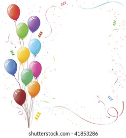 Balloon And Confetti Celebration Vector Background