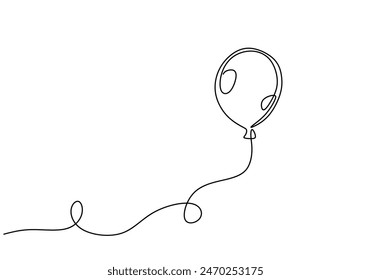 Balloon continuous line drawing. Holiday festive present birthday gift concept. Vector illustration minimalist design hand drawn.
