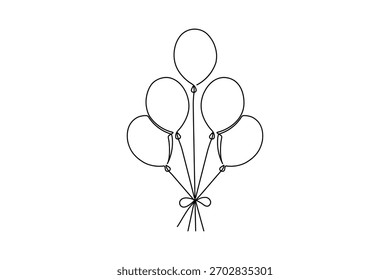 Globo continuo de una línea de dibujo con contorno minimalista simple sobre fondo blanco