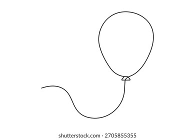 Balloon continuous one line drawing minimalist outline vector illustration